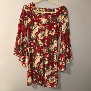 Red floral dress